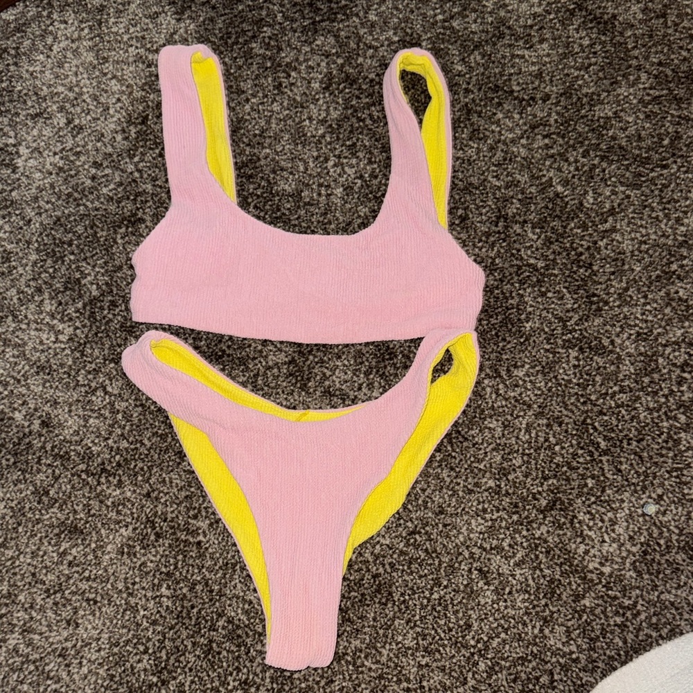 Daily Drills Pink and Yellow Bikini Set